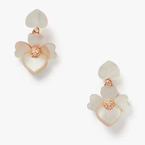 Kate Spade Precious Pansy Drop Earrings Studs in Rose Gold (NWT)